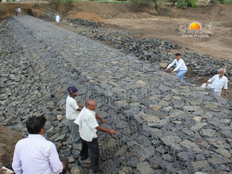Gabion structure built by volunteer labour (shramdaan)